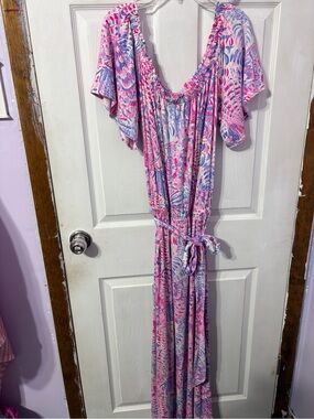 Lilly Pulitzer Pink & Purple Printed Off The Shoulder Dress